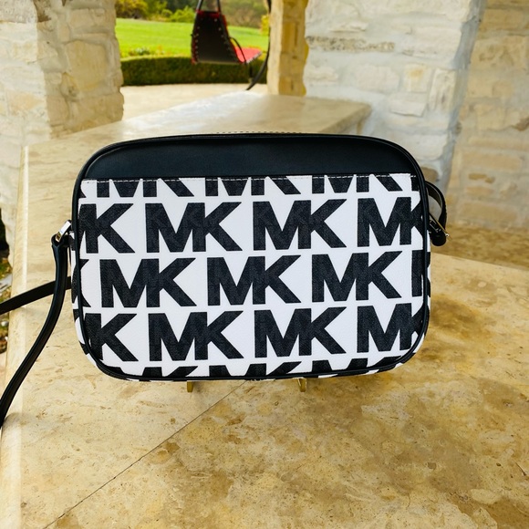Michael Kors Graphic MK Large EW chain Xbody crossbody&wallet black white - Picture 4 of 12